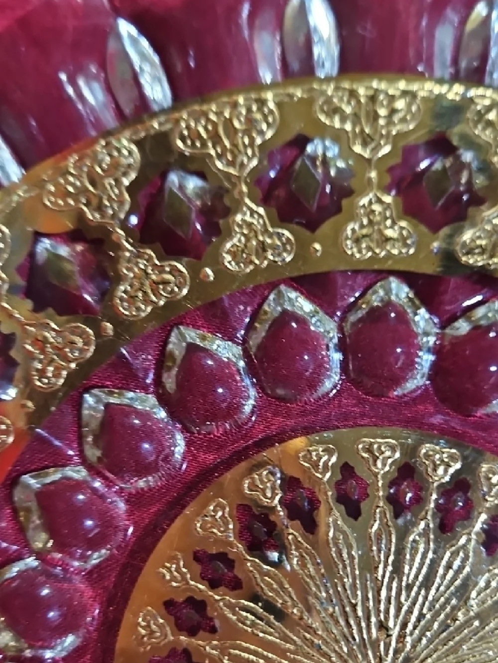 VTG Culver Valencia Glass & 22k Gold Filigree Serving Platter/Cake Plate
